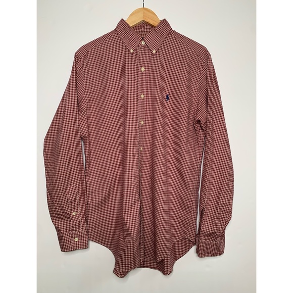 Ralph Lauren Red/White Button Down - MEDIUM - Picture 3 of 4